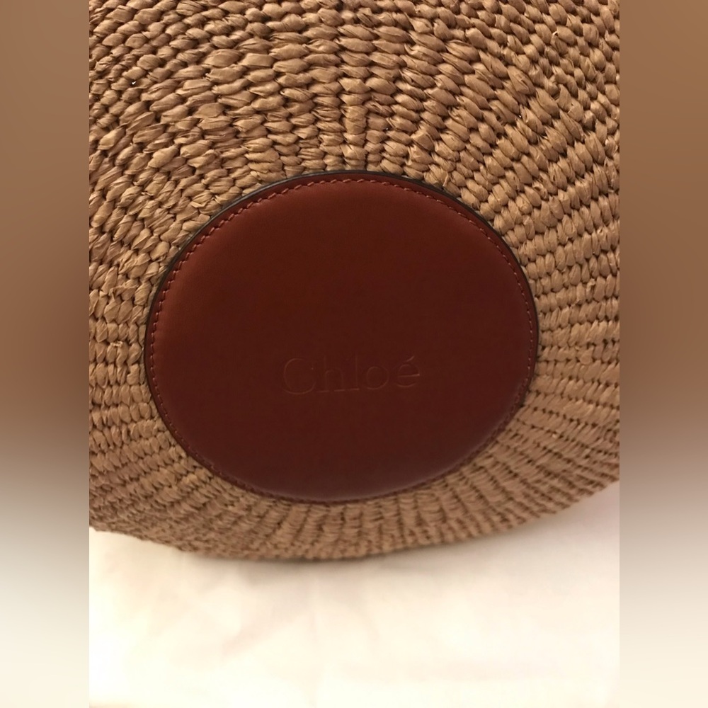 Chloe horse medal raffia straw basket bag - Picture 11 of 16
